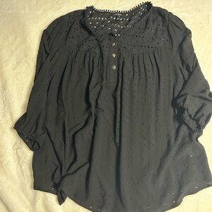 torrid Black Eyelet Peasant Blouse